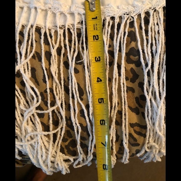 XCVI large white knit poncho with fringe & sleeves fits med-XL - Picture 7 of 11